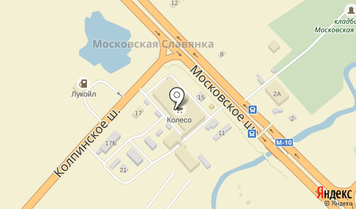 ТЦ «Колесо» относительно Московского шоссе ТЦ «Колесо»